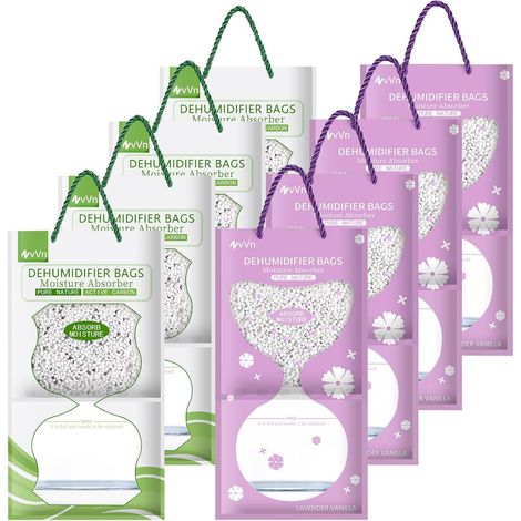 Sacs de Déshumidificateur Suspendus, 8 Pcs Sachet Anti Humidité avec Lavande et Thé Vert, pour Placard, Voitures, Salles de Bains, Armoires à Chaussures, avec Effet Anti-Moisissure (1/5)