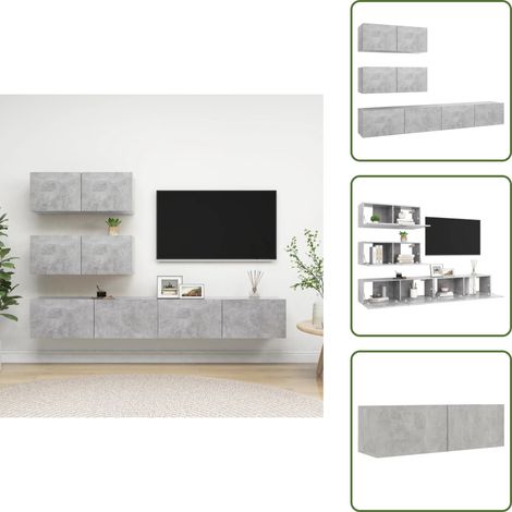 Ensemble de meubles TV 4 pcs Gris béton Bois d'ingénierie - Meuble Tv Gris - Meuble Tv Suspendu - Ensemble Meuble Tv - Meuble Hifi - Rangement Salon (1/5)