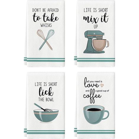 Lot de 4 torchons de cuisine en coton 40x60 cm, motif café, pour (1/3)