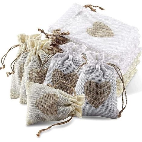 Inovra Plus 40 sacchetti di juta con coulisse per dolci, gioielli e articoli per il fai da te, 2 colori a scelta (1/5)