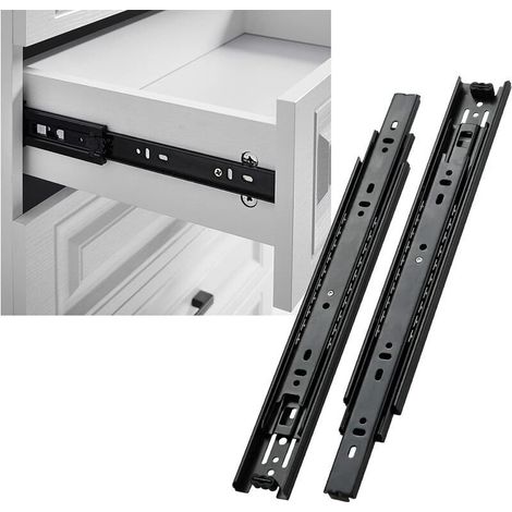 Coulisse à Billes Glissières à Extension Complète 450 mm glissières de tiroir à roulement à billes très résistantes capacité de charge 45 kg, 1 paire (1/5)