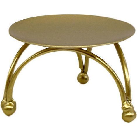 Bougeoir rond doré de style européen en fer, idéal pour la table ou comme décoration festive (1 pièce). (1/5)