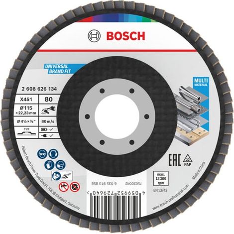Bosch Disque à lamelles X451, 115 × 22,23 mm, K80, Z27, 15 pièces 15 pièces (1/5)