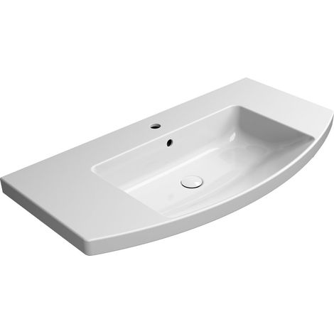 Lavabo en céramique NORM courbé 100x52cm, blanc ExtraGlaze (1/3)