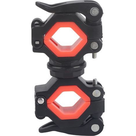 Support de fixation pour lampe de vélo rotatif 360°, étau multi-usages noir, clip pour feu avant de bicyclette, équipement cycliste. (1/5)