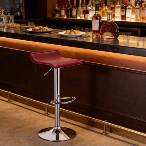Taburete de bar giratorio regulable en altura, asiento 38,5 x 39 cm, burdeos DESVIAE (1/5)