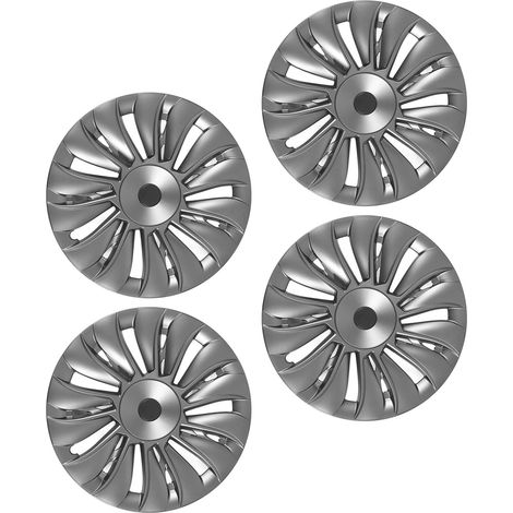 4 Radkappen im 14-Speichen-Swirl-Design (19 Zoll), Felgenschutz für Tesla Model Y (2020–2023), Grau (1/5)
