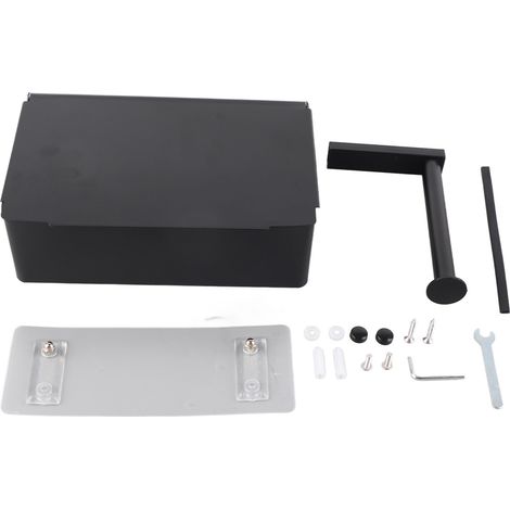 Lot en acier inoxydable noir pour distributeur de mouchoirs rectangulaire, couvercle sans perforation, pour salle de bain et cuisine (1/5)