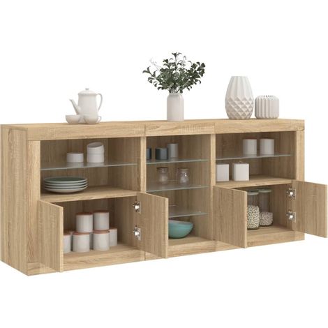 Sideboard mit LED-Leuchten Sonoma-Eiche 162x37x67 cm