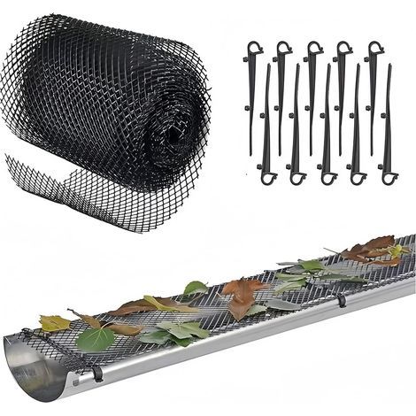 Rouleau de 6 mx18cm de Protection de gouttière écurie avec 10 Pinces,kit de Protection de gouttière pour Maison, abri Voiture (1/5)