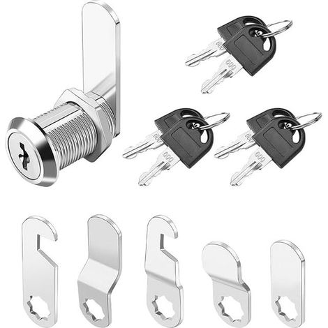 Universal Letter Box Lock Complete Kit with Barrel Keys and Locking Plates for Cabinet Drawer Cupboard Furniture Security Privacy Key Anywhere Factor (1/5)