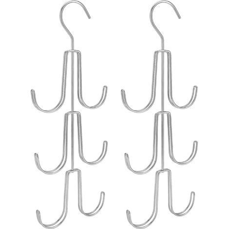 2-teiliger Handtaschen-Organizer mit 6 Haken, Schalhalter, Gürtelorganizer, Hängeaufbewahrungsständer für Taschen, Schals, Krawatten, Silber (1/5)