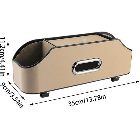 Organisateur de rangement auto (beige) pour voiture, rangement de siège arrière, porte-gobelet, compartiment de remplissage pour SUV et camping-cars. (1/5)