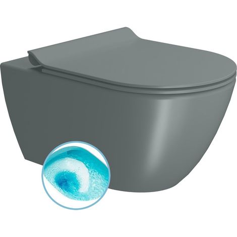 WC suspendu PURA, Swirlflush, 36x55cm, agave double mat (1/4)
