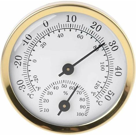 Thermometre Analogique - Hygrometre Mécanique Sans Pile - Aluminium - Intérieur Extérieur - 1 Pièce (1/5)
