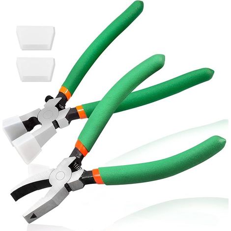 Lot de 2 pinces à verre Grozier avec 2 paires d'embouts en caoutchouc de rechange Pince porte-clés Pince à vitraux pour la coupe du verre (1/4)