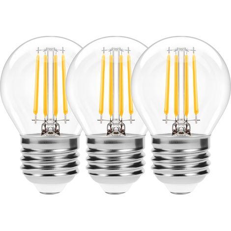 E27 LED ampoule à filament G45, 2700K blanc chaud, remplacement de 6W pour ampoule 60W, 600 lumens, non dimmable, lampes Edison en verre AC220-240V pour lustres, 3 pièces [Classe énergétique E] (1/5)