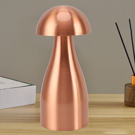 Dekoratives pilzförmiges Nachtlicht, Mini-Tischlampe, kabellose, wiederaufladbare Nachttischlampe, dimmbare Lampe für Kinder/Betreuer/Bartheke, bis zu 20 Stunden Nutzungsdauer, Roségold. (1/5)