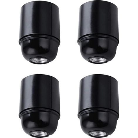 4 Pcs Vintage E27 Support de Lampe à Vis, Douille d'Ampoule en Bakélite Noire, Luminaires Suspendus Adaptés aux Ampoules Edison (Noir) (1/4)