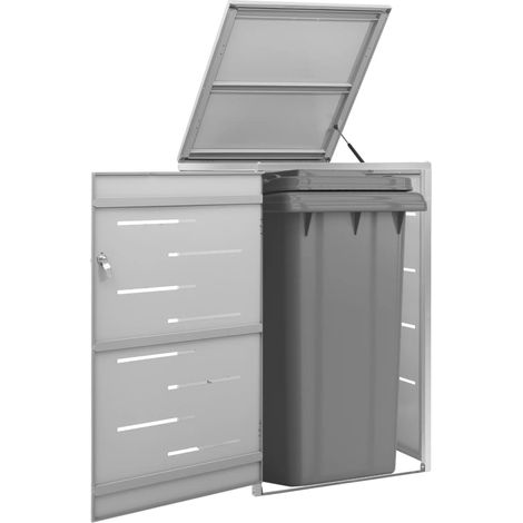 Cache poubelle,Abri pour poubelle,Hangar à Poubelles 69x77,5x115 cm Inox - FR21191 (1/5)
