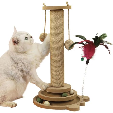 Griffoir Haut pour Chat - 4 en 1 Jouets Stimulants pour (1/5)