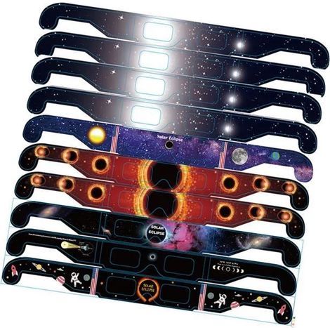 10 Lunettes éclipse, filtre ISO 12312-2, monture carton, protection UV IR, observation solaire (1/5)