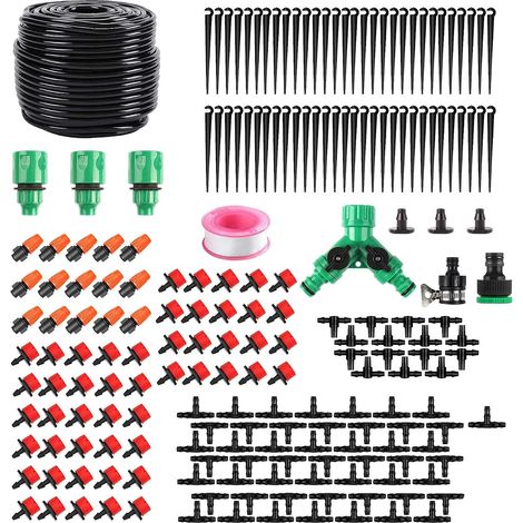 Garden Irrigation System, 200 Pieces Drip Irrigation Kit, Automatic Drip Irrigation Kit with 50 Meter Hose, Automatic Watering Kit for Garden Lawn Greenhouse Plants (1/5)