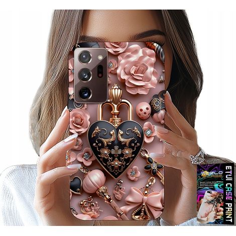Hülle für Samsung Note 20 Ultra – feminine Muster, Vorhängeschloss, Herzchen-Design + Folie (1/5)