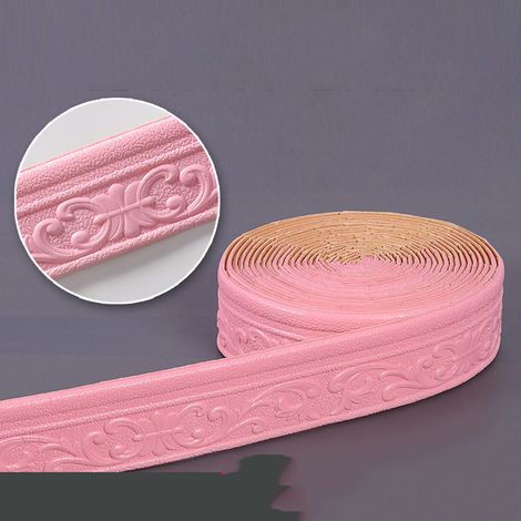 SIENTICE Tira decorativa autoadhesiva de espuma, 1000 x 8 cm, cenefa 3D para pared, rodapié, para interiores, hoteles, proyectos de bricolaje, rosa