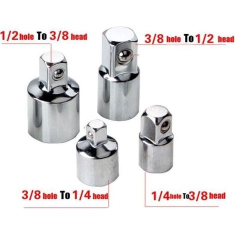 4 PIÈCES - Adaptateur de cliquet à douille pour clé à cliquet, convertisseur 1-4, 3-8, 1-2, CR V pouces, adap (1/4)