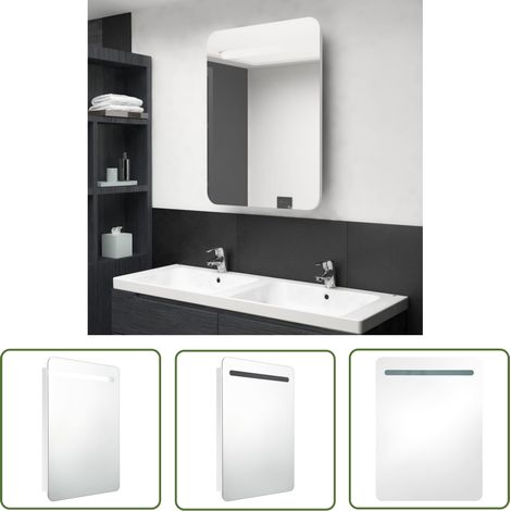 The Living Store LED-Spiegelschrank fürs Bad Glänzend Weiß 60x11x80 cm - LED-Spiegelschrank - Badezimmerspiegel - Wandspiegel - Spiegelschrank Weiß - Badespiegel (1/5)