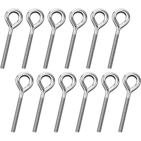 12 Pièces M8 Piton à Visser, 90 mm crochet à visser inox goujon ancrage m8, Eye Bolts Anneau a Visser pour Suspension, Fixation, Corde (1/5)