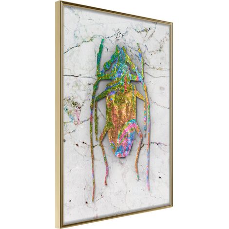 Affiche Murale Encadrée "Iridescent Insect" 30 x 42 cm Or