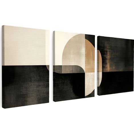 TABLEAU SUR TOILE Formes - Abstraites - Or Lot de 3 90x40