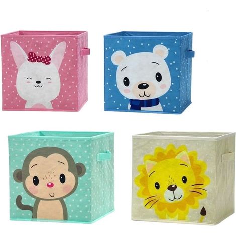TrAdE Shop Traesio - Scatola Salvaspazio Cesta Portagiochi Cestini Organizer Cameretta Bambini Animali 30x30cm - (1/5)