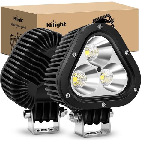 2 Stück 60W LED-Arbeitsscheinwerfer, 4 Zoll, dreieckig, Spot- und Flutlicht-Kombination, LED-Fahrlicht für Traktoren, LKWs, Jäger, Motorräder, Jeeps, SUVs und Boote