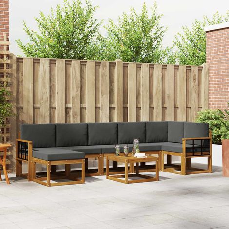 Outdoor-Sofagarnitur mit Kissen 8 pcs Natur und Anthrazit