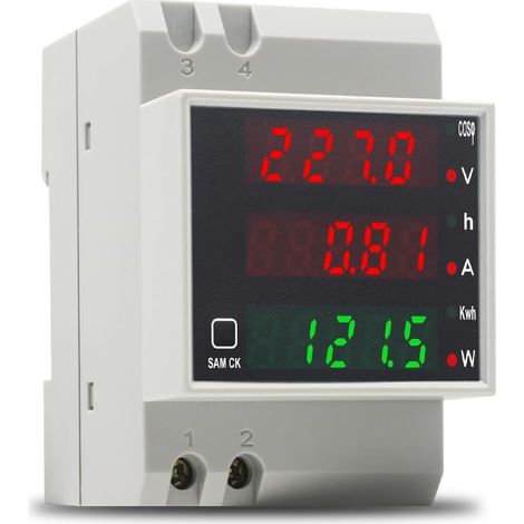 DIN Rail Electric Meter Single Phase Energy Meter Voltmeter Ammeter Digital AC 80-300V 100A Wattmeter Electric Consumption Meter 1 Phase Watt kWh Meter