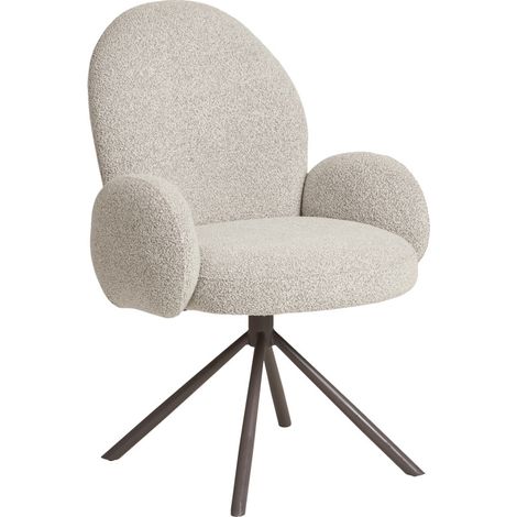 LYIV- Fauteuil de table pivotant 360° en tissu sable (1/5)