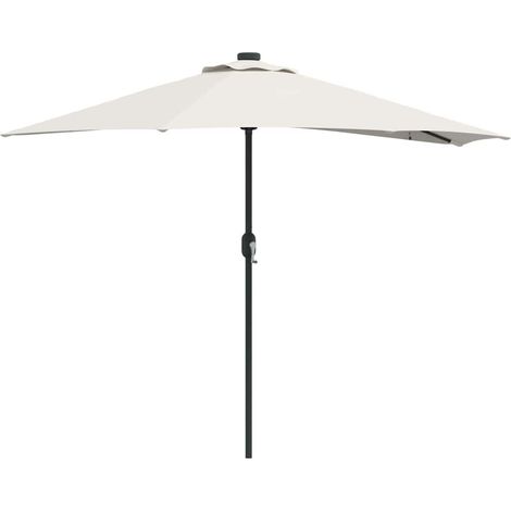 Ombrellone da giardino pieghevole moderno 294 x 150 x 224 cm con illuminazione a LED in poliestere color sabbia 020058666