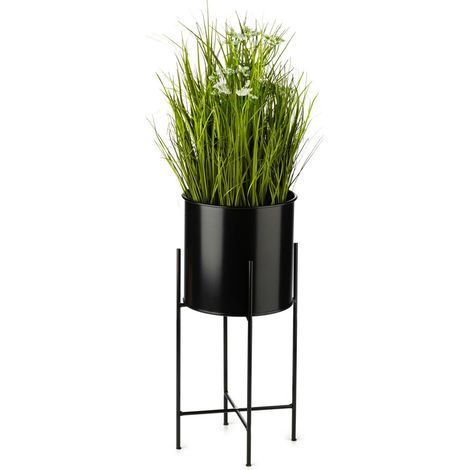 Portafiori con coperchio 55 cm nero (1/5)