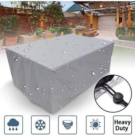 Gartenmöbelabdeckung, wasserdicht, winddicht, staubdicht, strapazierfähiges Oxford-Ripstop-Gewebe, Strandsofa-Abdeckung für Terrasse und Garten, silberfarben, 120 x 60 x 90 cm (1/3)