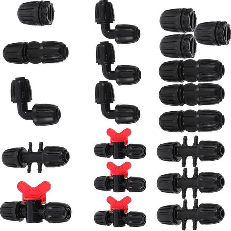 Raccords d'irrigation, lot de 4, équipement de jardinage, connecteur PE 5,50 x 5,50 x 3,00 cm (4 pièces) (1/5)