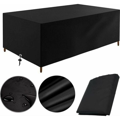 Housse Salon de Jardin 200x100x75cm Protection Bache Table de Jardin Mobilier Extérieur Imperméable Coupe-Vent Anti-UV Résistant Au Froid Housse de Meuble Tissu Oxford (200x100x75cm) (1/5)