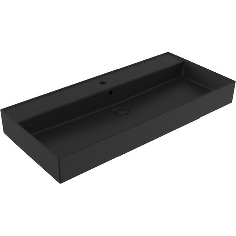 SAT EDGY Waschbecken 100 cm eckig, schwarz matt (1/3)