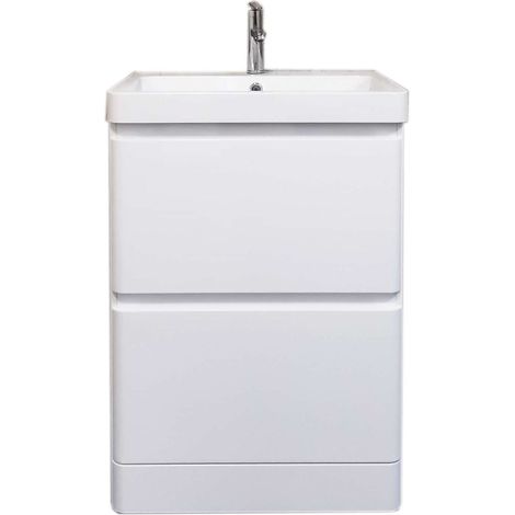 Meuble sous vasque à poser BORA 60 cm Blanc brillant en résine