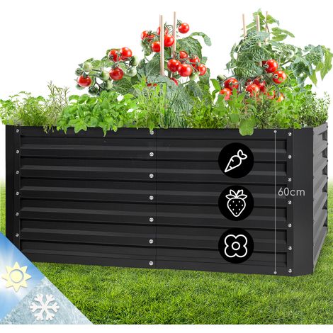 Blumfeldt Jardinieres Exterieur Surélevées, Pot de Fleur Exterieur pour les Fleurs, Herbes, Fruits, Légumes, Bac Jardiniere Balcon, Potager sur Pied, Acier Ultra Solide, 432L, 120 x 60 x 60cm, Argent