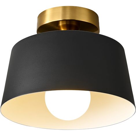 plafonnier de couloir abat jour mat plaqué or luminaire porche style minimaliste moderne semi encastré 6000 K Noir (1/5)