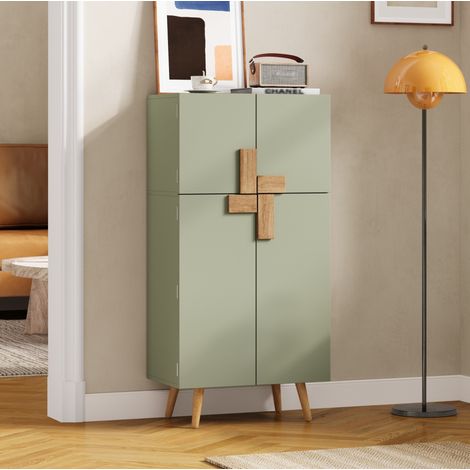 Armadio alto da cucina 60x35x120 cm in MDF verde con spazio contenitore FloraGrace (1/5)