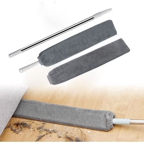 Plumeau lingette, brosse à poussière détachable à long manche et 2 housses en tissu lavables, pour le nettoyage des ménages (1/4)